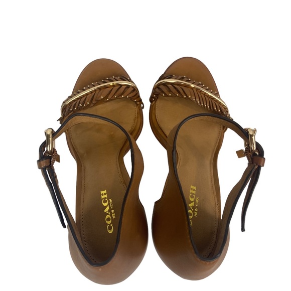 Coach Feather Leather Heels Women's Size 7B Gold hardware - Picture 12 of 16